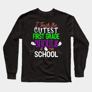 Halloween Teacher Costume Tshirt Pumpkin School Outfit Long Sleeve T-Shirt